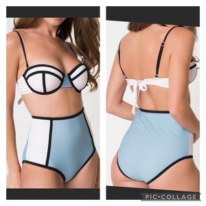 XL Unique Vintage Color Block Bathing Suit Set